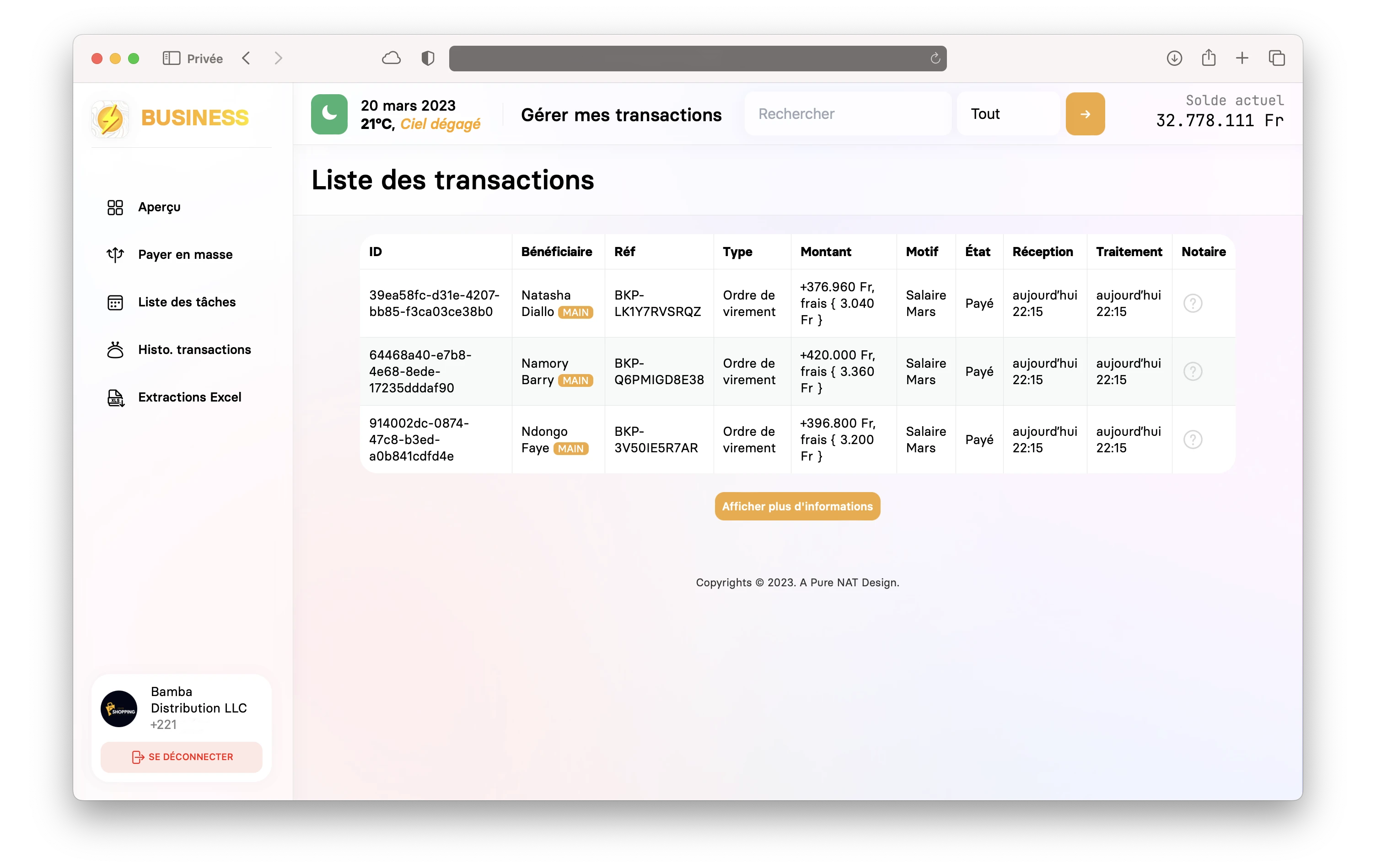 flash kalpé business transactions